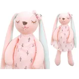 pluszowy królik różowy w sukience widziany z przodu