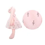 maskotka królik 35 cm w różowej sukience siedząca na półce