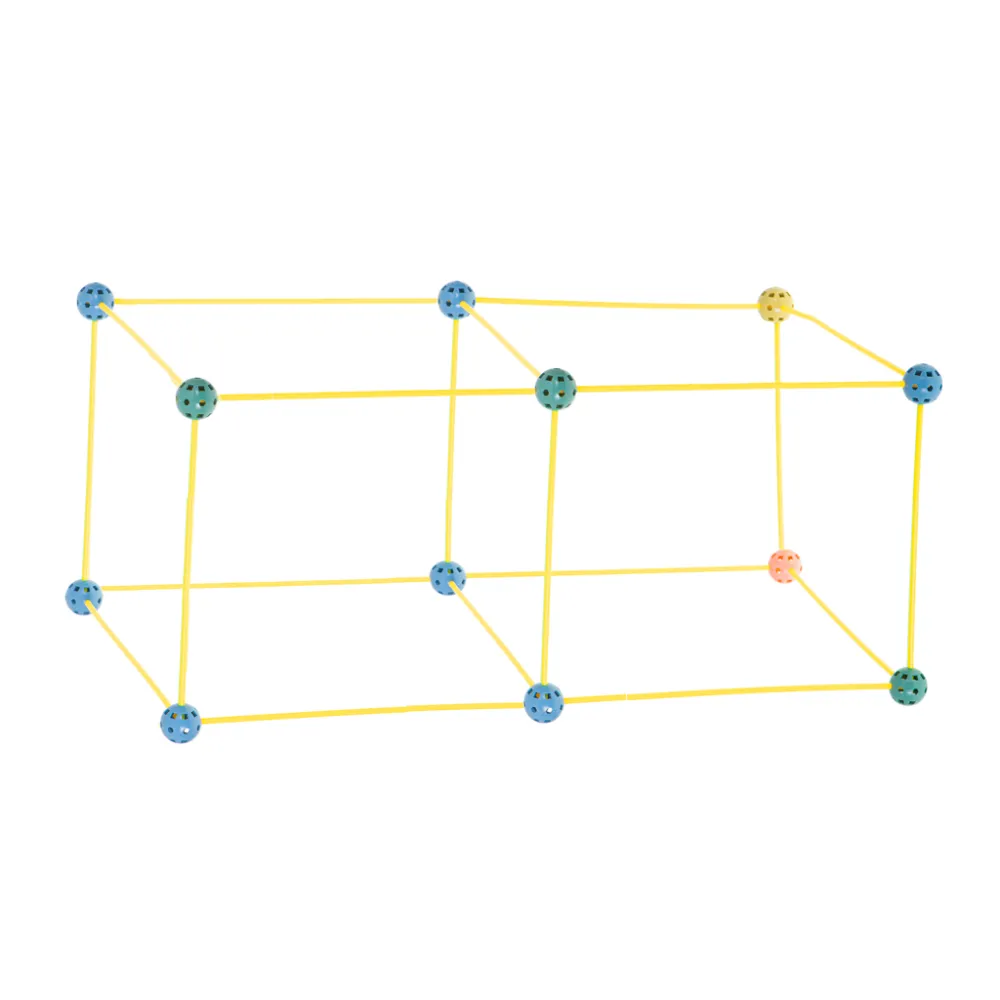 zbliżenie żółtych rurek i kul-łączników z zestawu konstrukcyjnego