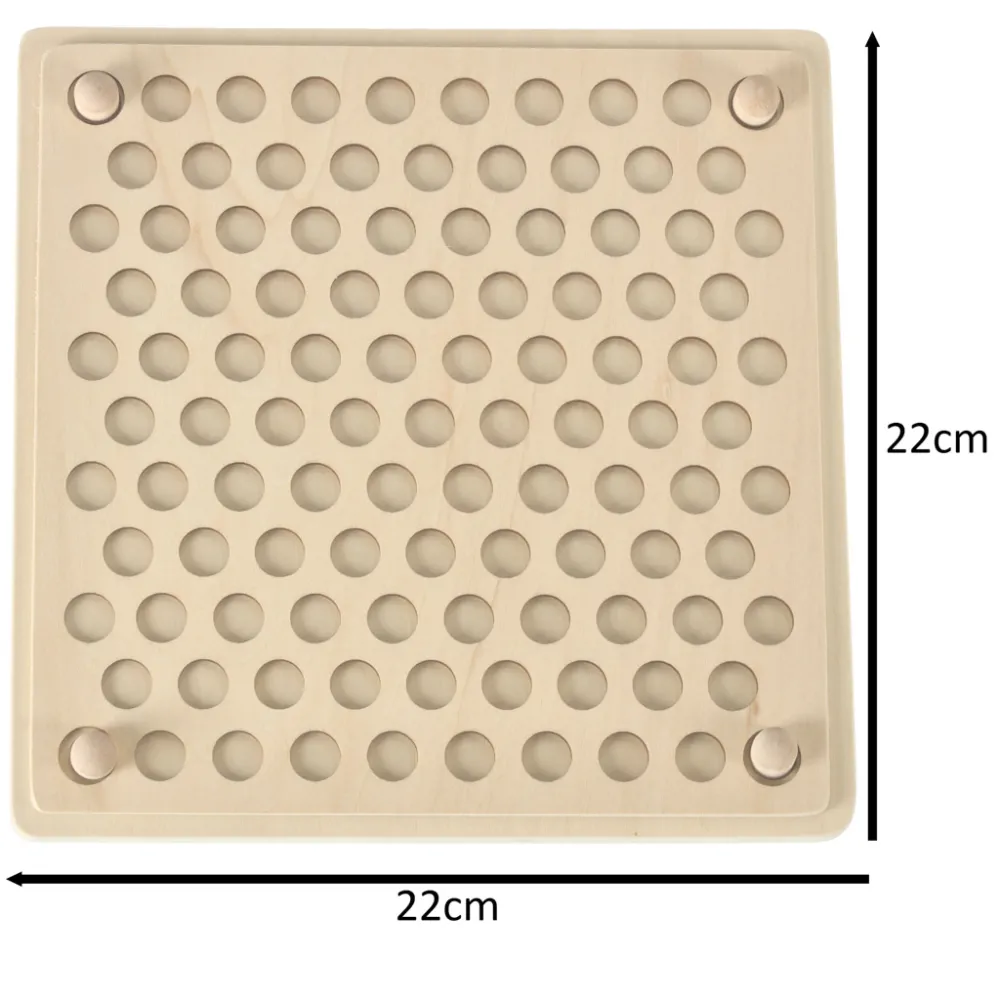 układanka edukacyjna mozaika z kolorowymi kulkami na drewnianej podstawie