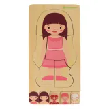 Zbliżenie na układankę warstwową z narządami dziewczynki