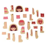 Detal starannie wyszlifowanych, drewnianych puzzli edukacyjnych