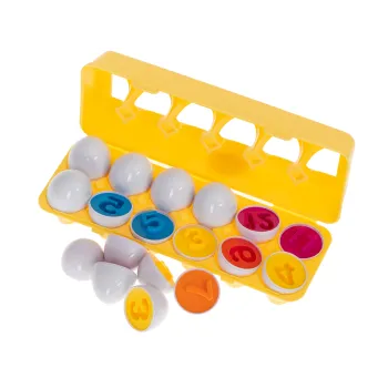 Widok całej układanki edukacyjnej z jajkami