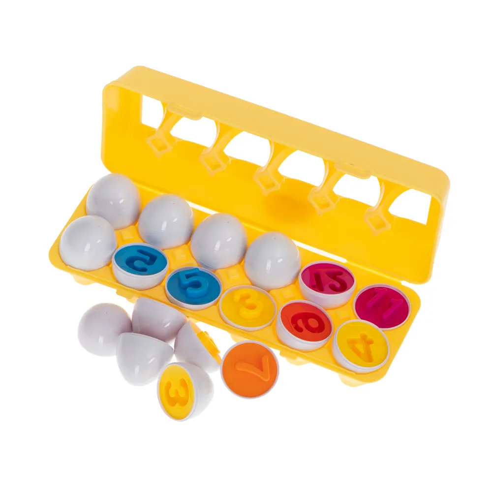 Widok całej układanki edukacyjnej z jajkami