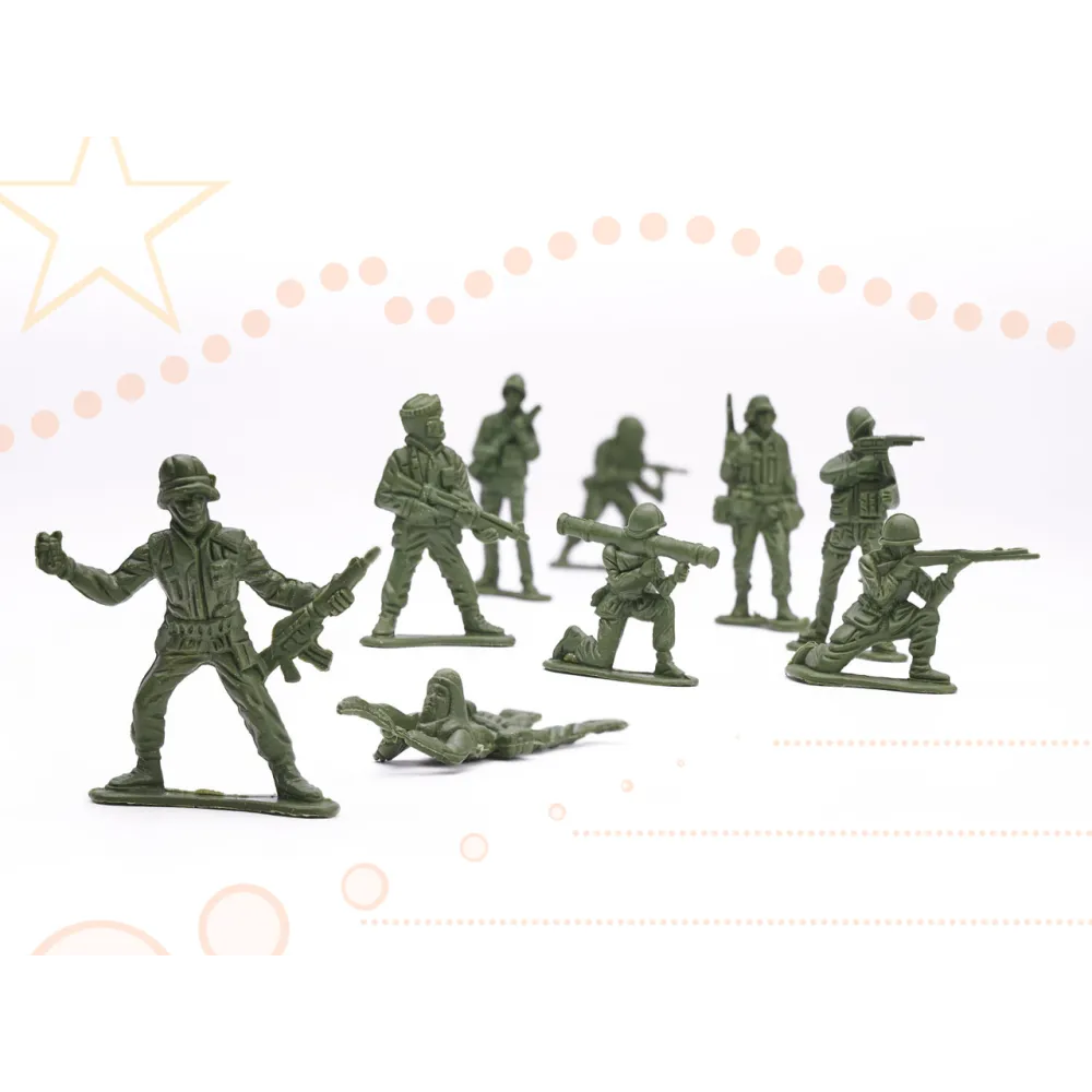 akcesoria do budowy bazy wojskowej ułożone obok figurek