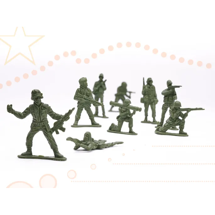 akcesoria do budowy bazy wojskowej ułożone obok figurek