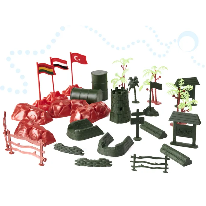 Detal czołgu z zestawu oraz miniaturowych figurek żołnierzy