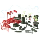 Detal czołgu z zestawu oraz miniaturowych figurek żołnierzy