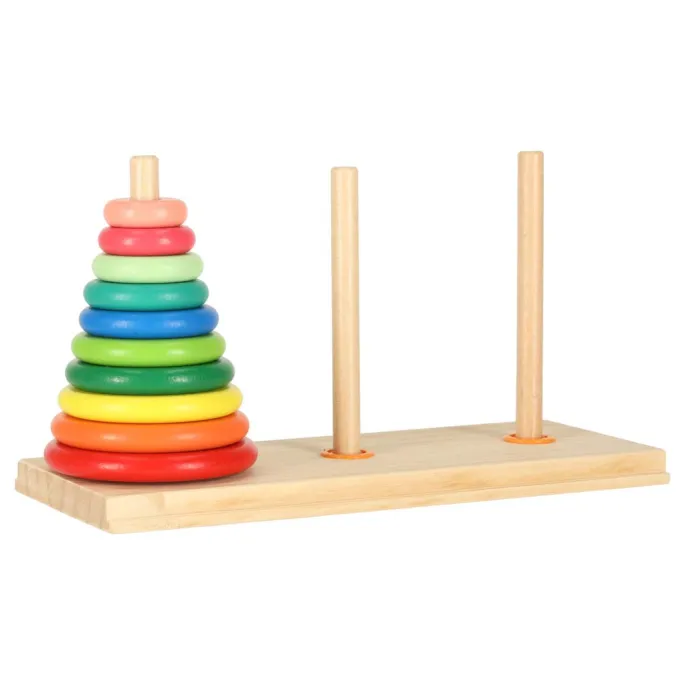 zestaw piramidy z rozsypanymi krążkami przed sortowaniem