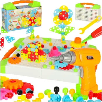 wkrętarka i śrubki z zestawu dla dzieci w walizce