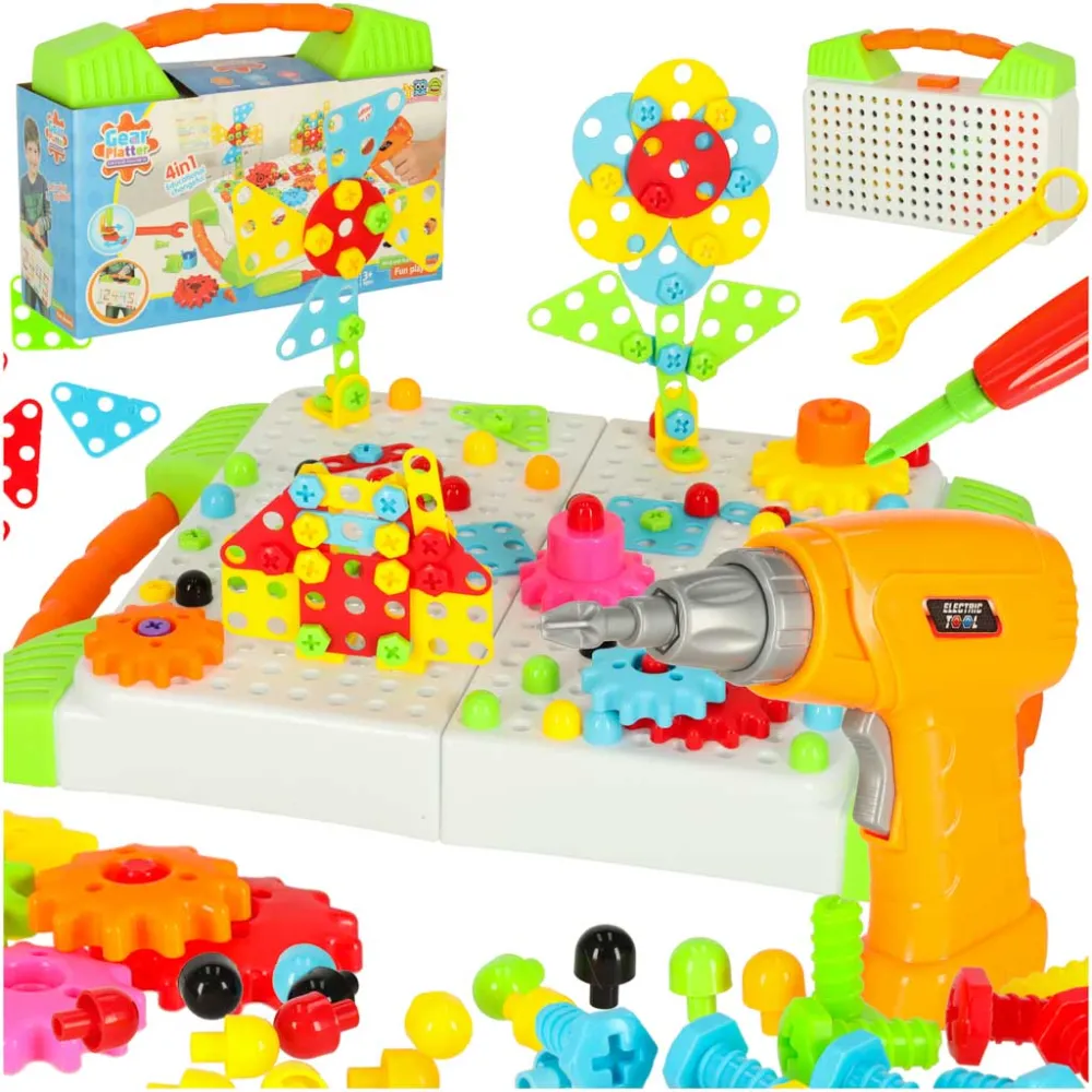 wkrętarka i śrubki z zestawu dla dzieci w walizce