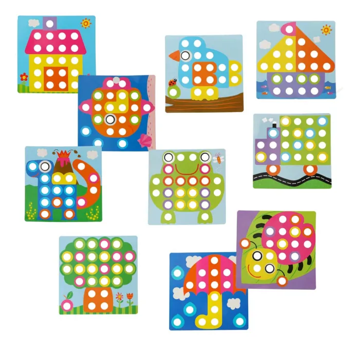 plansze z motywami do układanki przedstawione obok guzików