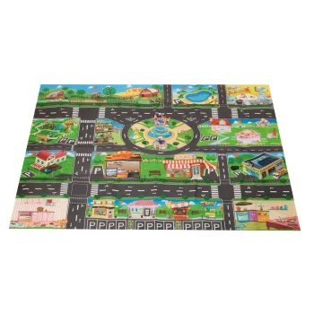 Kolorowa mata edukacyjna z widoczną siecią miejskich ulic