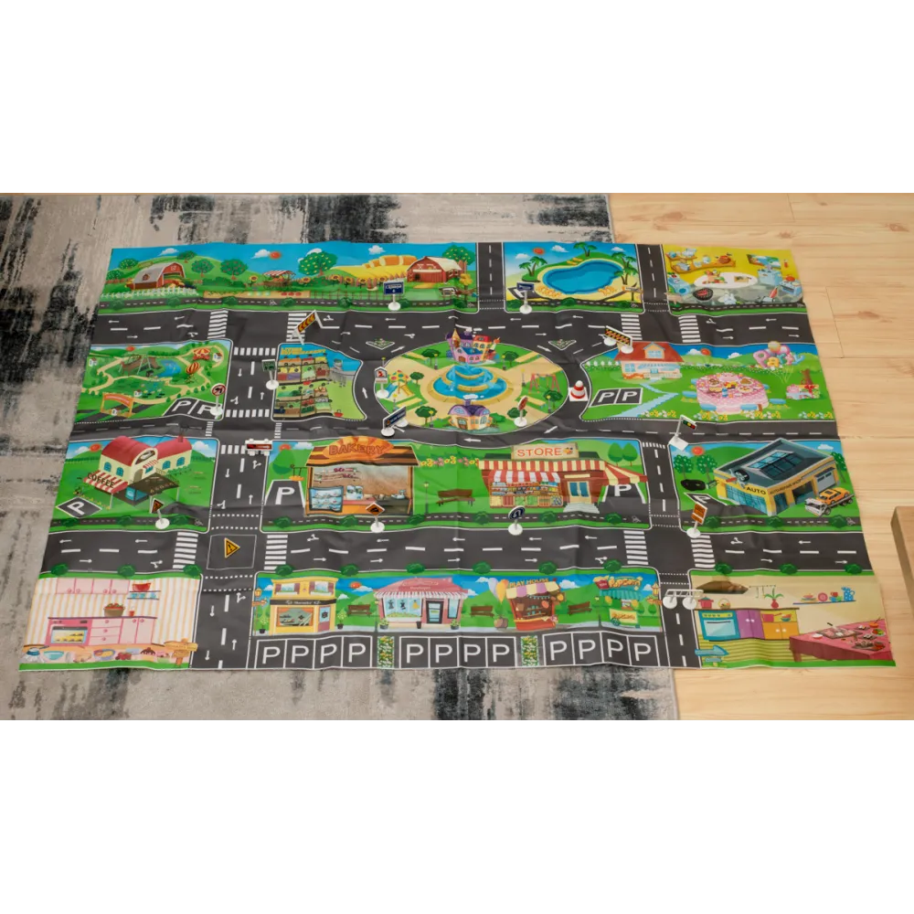 Widok maty rozłożonej na podłodze podczas zabawy dziecka