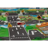 Kolorowa grafika maty prezentująca miejskie skrzyżowania