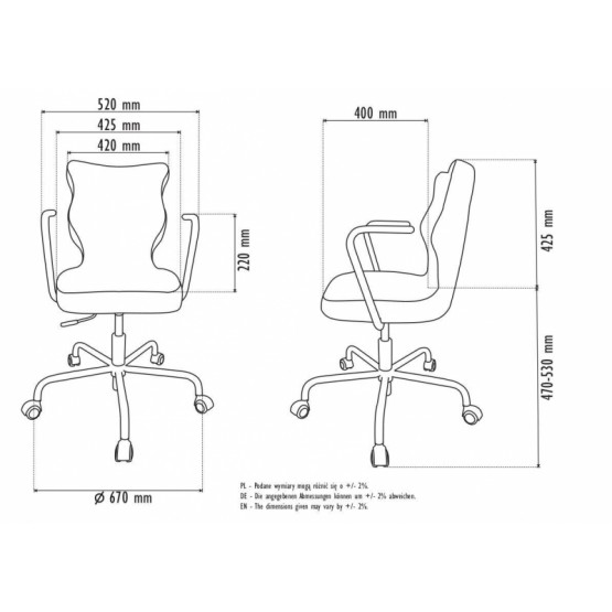 Krzesło obrotowe Deco - rozmiar 6, stelaż biały, melanż R1