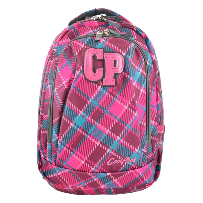 Plecak młodzieżowy w kolorze cranberry check