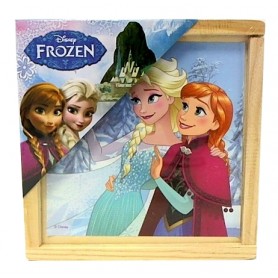 KLOCKI DREWNIANE W SKRZYNCE, UKŁADANKA FROZEN - KRAINA LODU