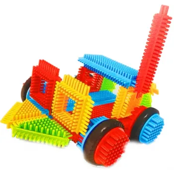 Waflowe klocki konstrukcyjne z ludzikami i kółkami, 88 sztuk